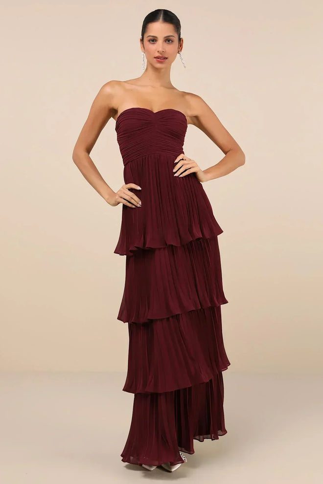 Velmara ™ | Strapless layered ruffle maxi dress
