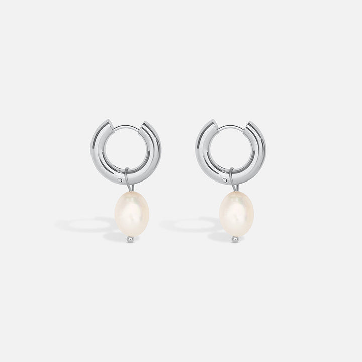 Pearl Drop Earrings - Silver
