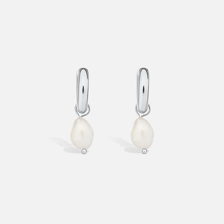 Pearl Drop Earrings - Silver