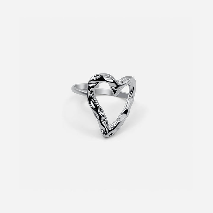 Adjustable Textured Heart Ring