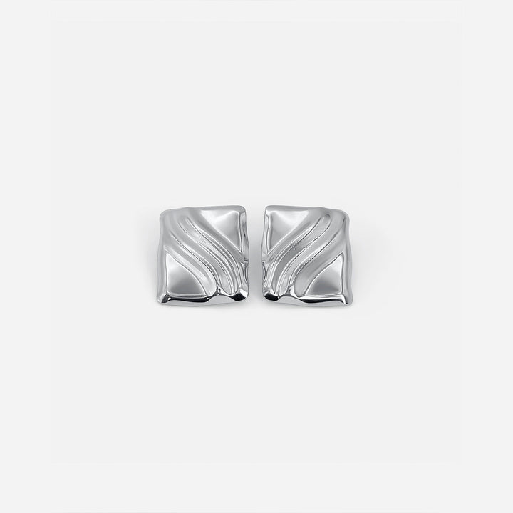 Textured Cube Earrings Silver
