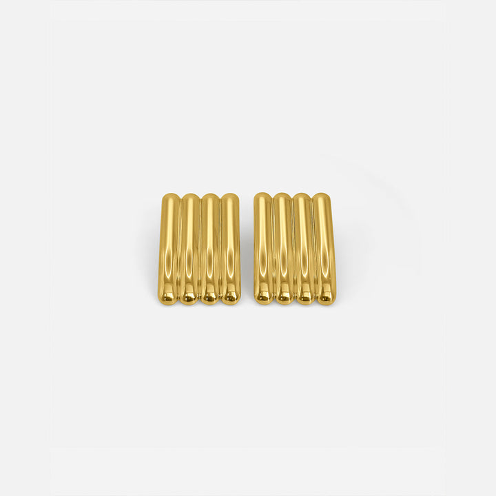 Long Ribbed Earrings Gold