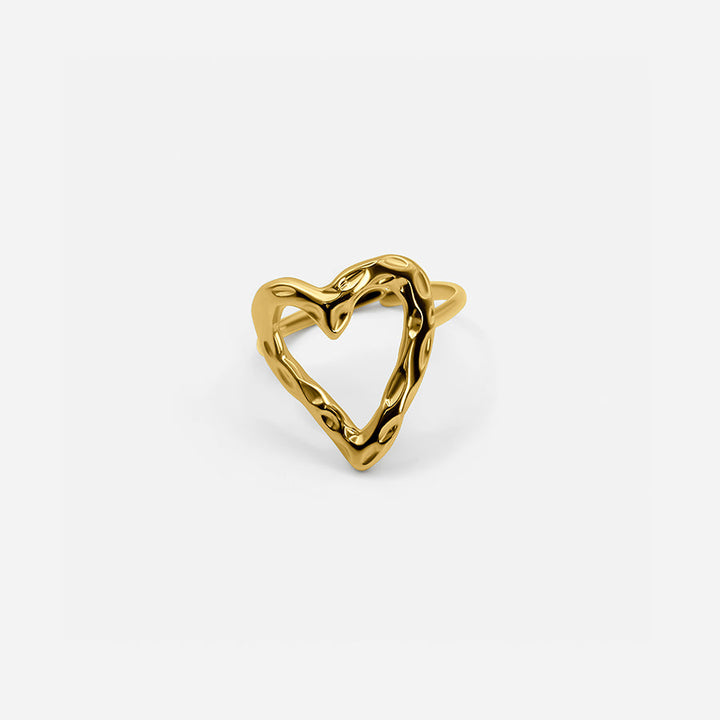 Adjustable Textured Heart Ring