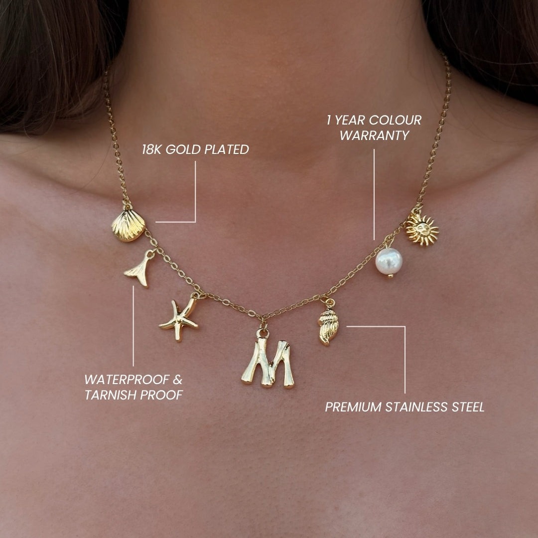 Gold Ocean Letter Necklace