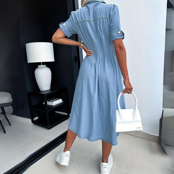 Helen - Chic Denim Midi Dress