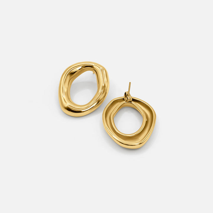 Gold Open Oval Earrings