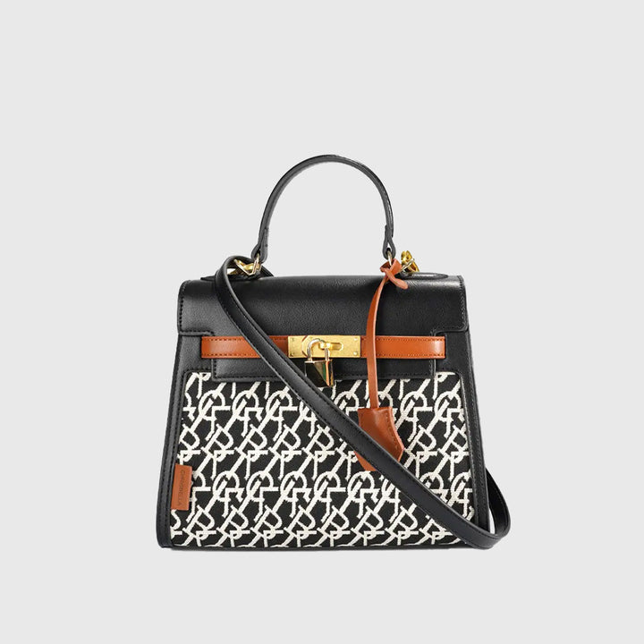 Branded Jacquard Stitch Kelly-Style Shoulder & Top Handle Bag