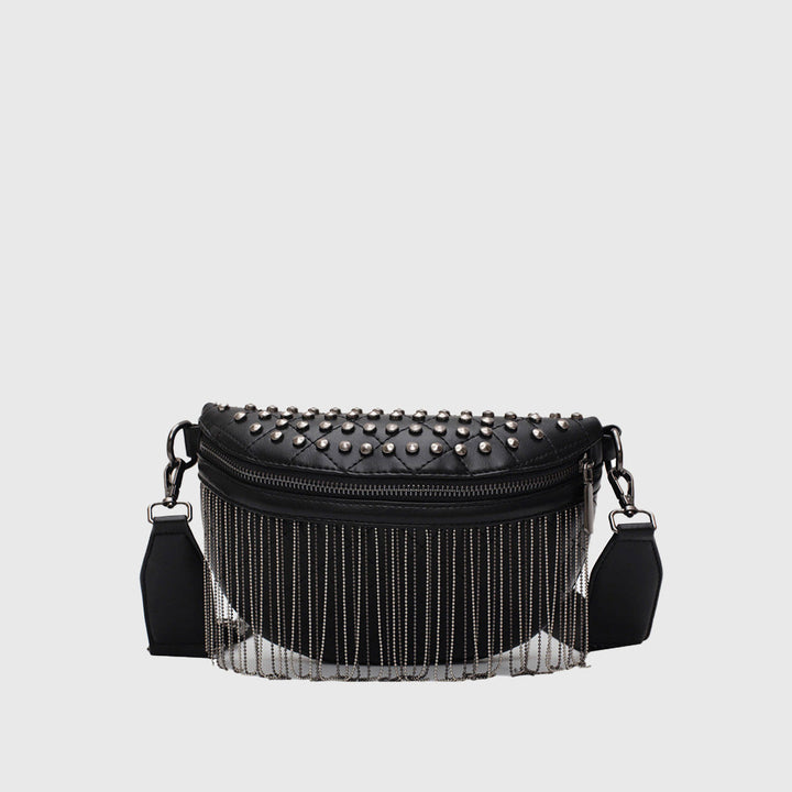 Studded Tassel Crossbody Belt Bag