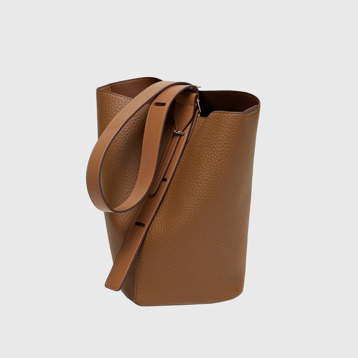 Soft leather adjustable bucket bag