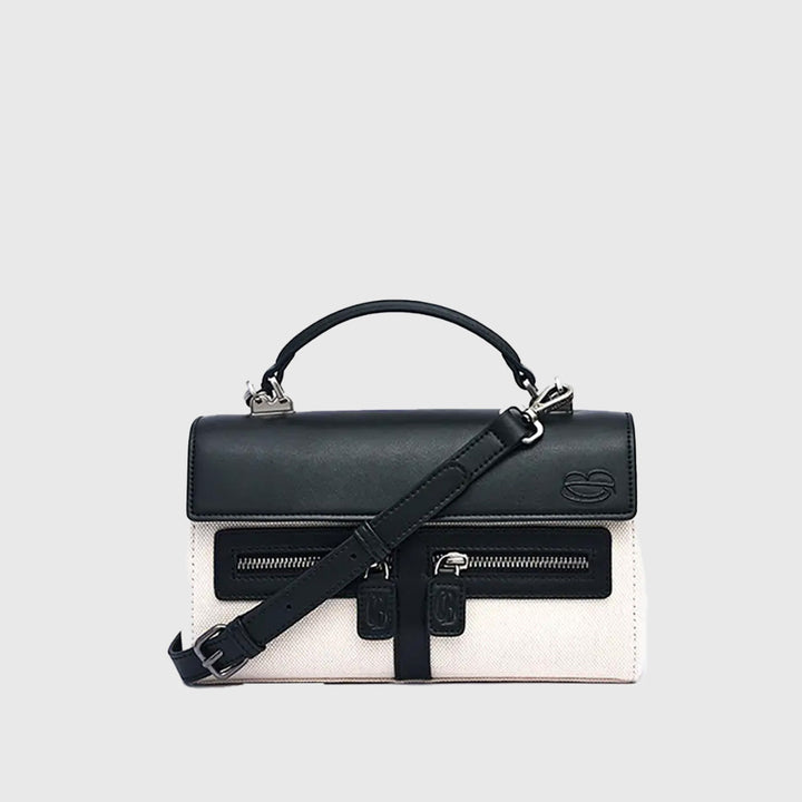 New Pebbled Leather & Canvas Shoulder Crossbody Tote