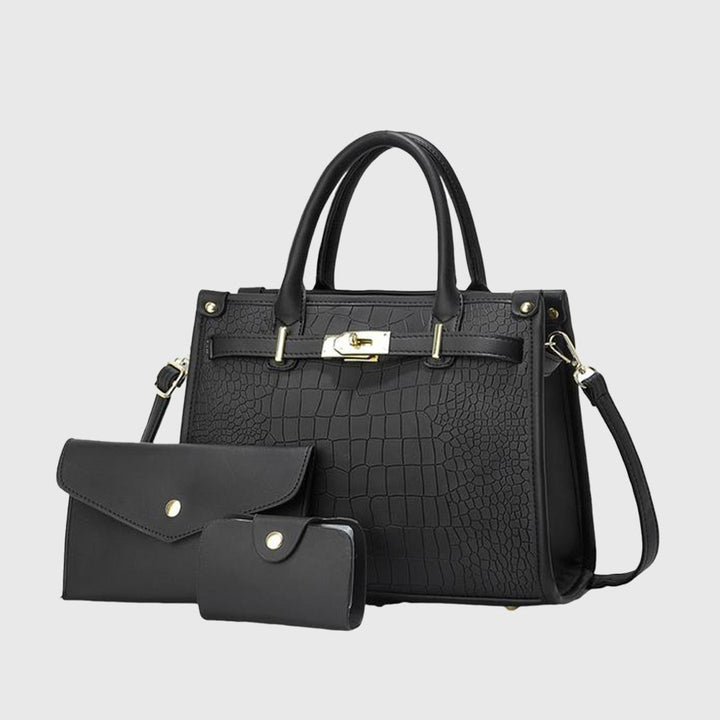 ALENOR™ – Crocodile Embossed Large Capacity Crossbody Handbag Set
