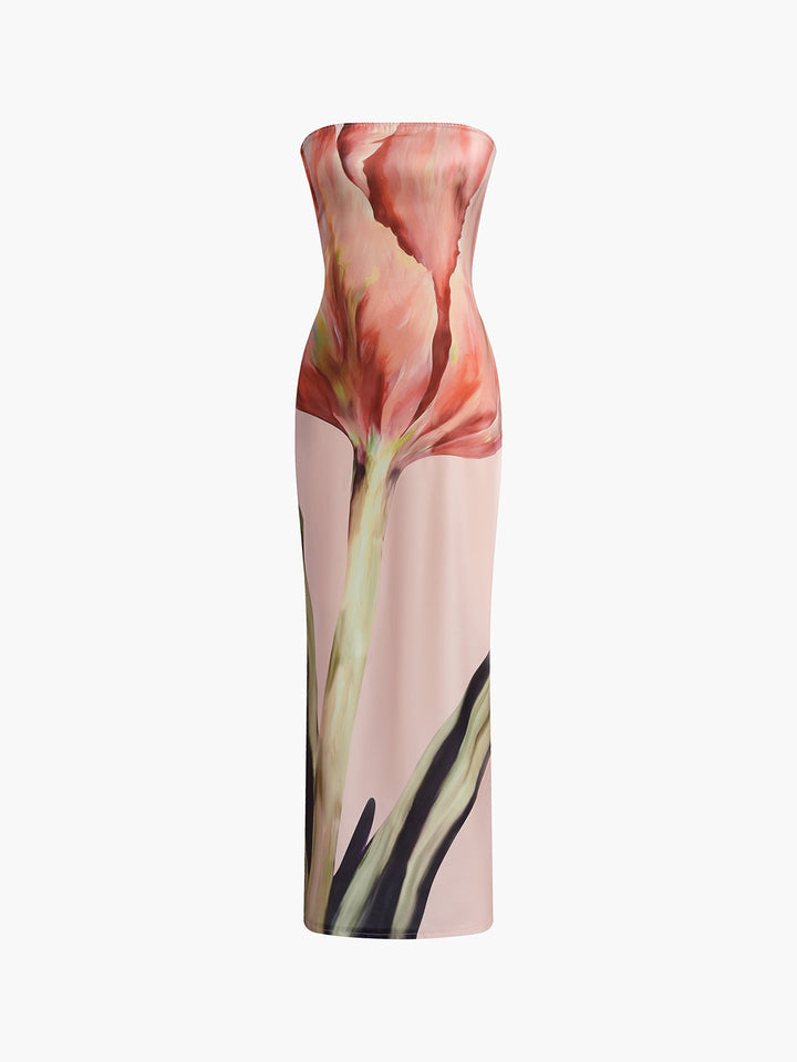 Olympia - Floral Print Satin Maxi Dress