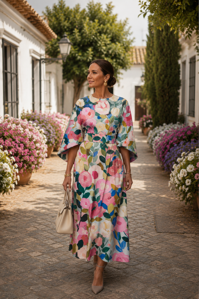 Celeste - Elegant Floral Midi Dress