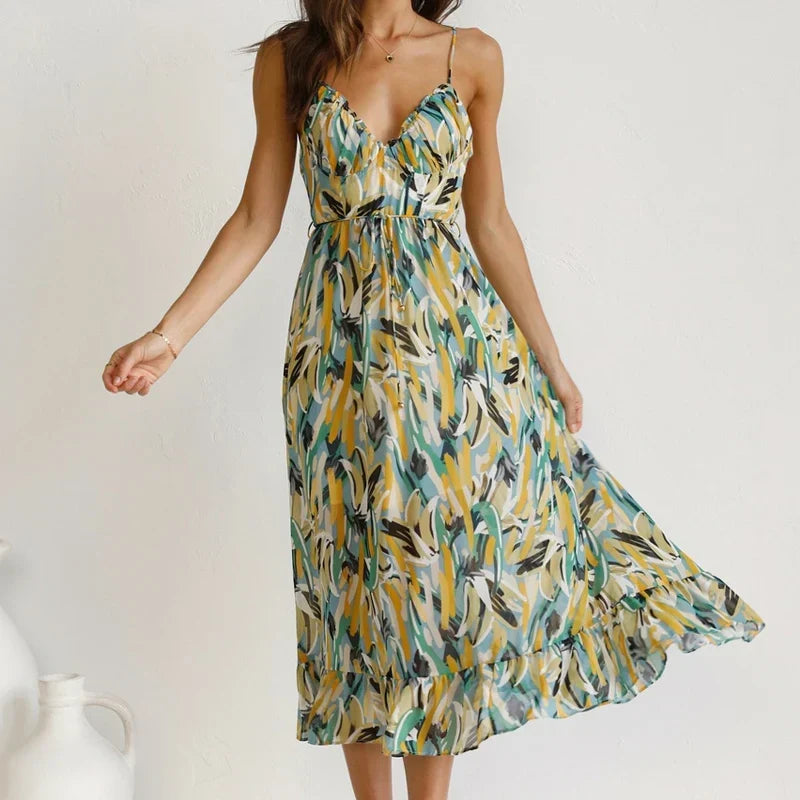 Clara- Elegant Printed Midi Dress