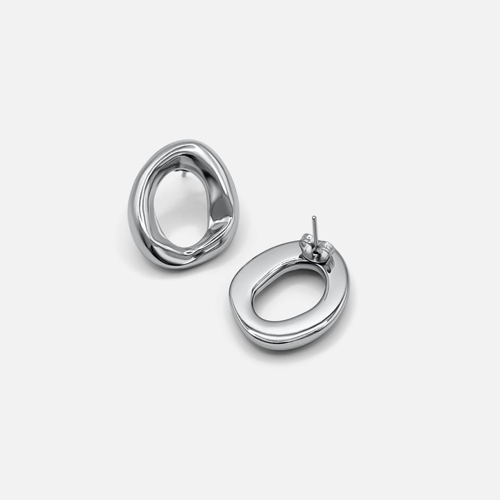 Mini Open Oval Earrings Silver