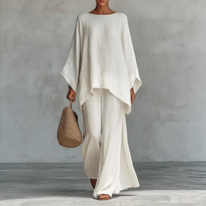 Cristina | Two-Piece Set with Long Sleeves and Wide-Leg Pants