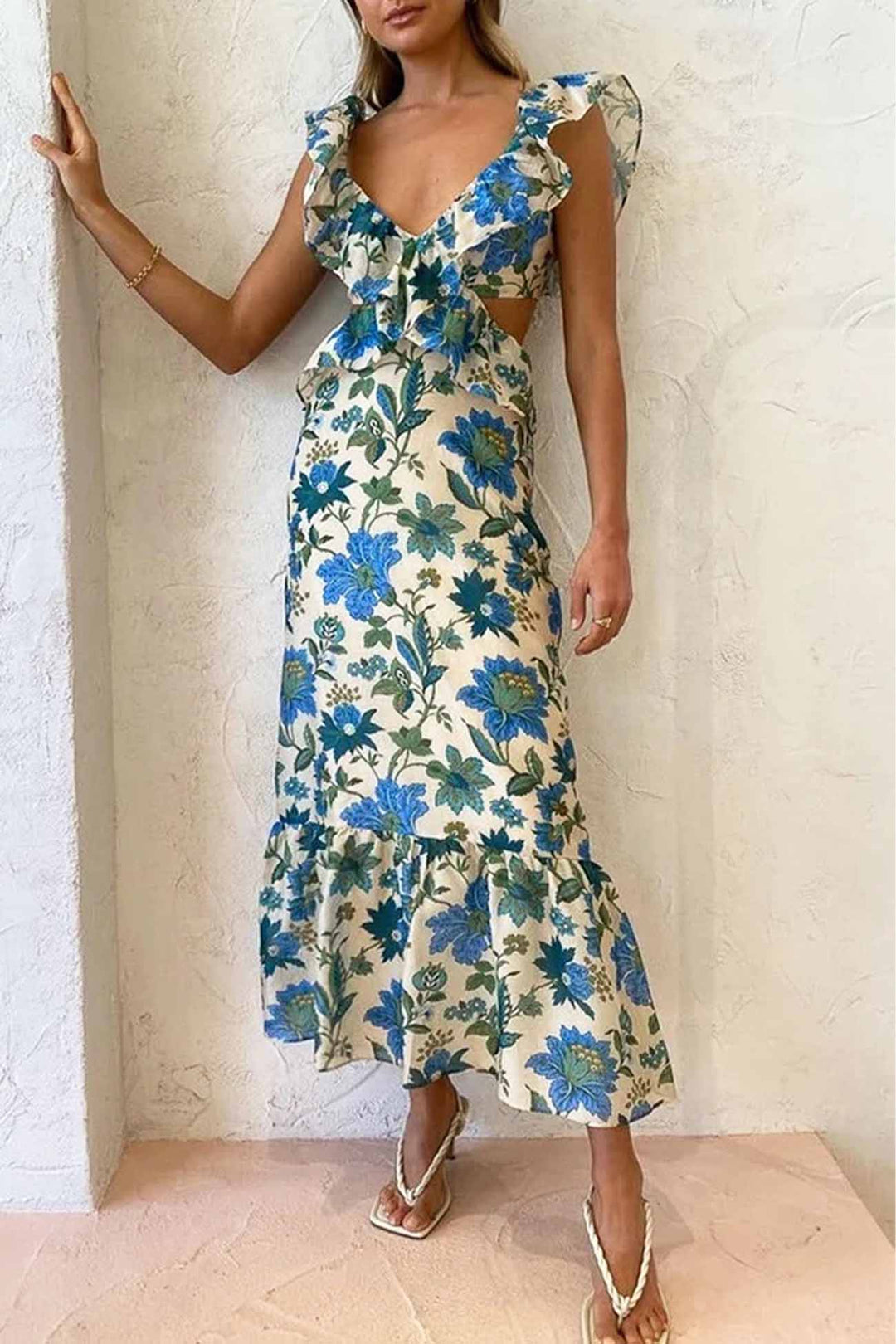 Azaria - Floral Ruffle Maxi Dress