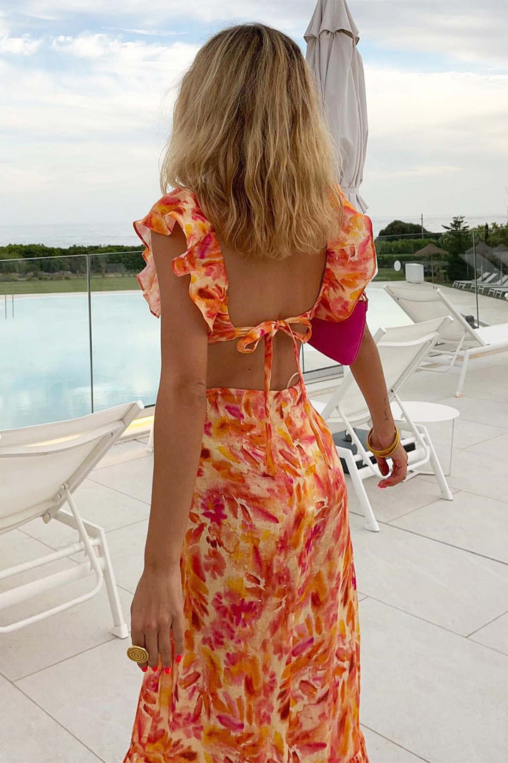 Azaria - Floral Ruffle Maxi Dress