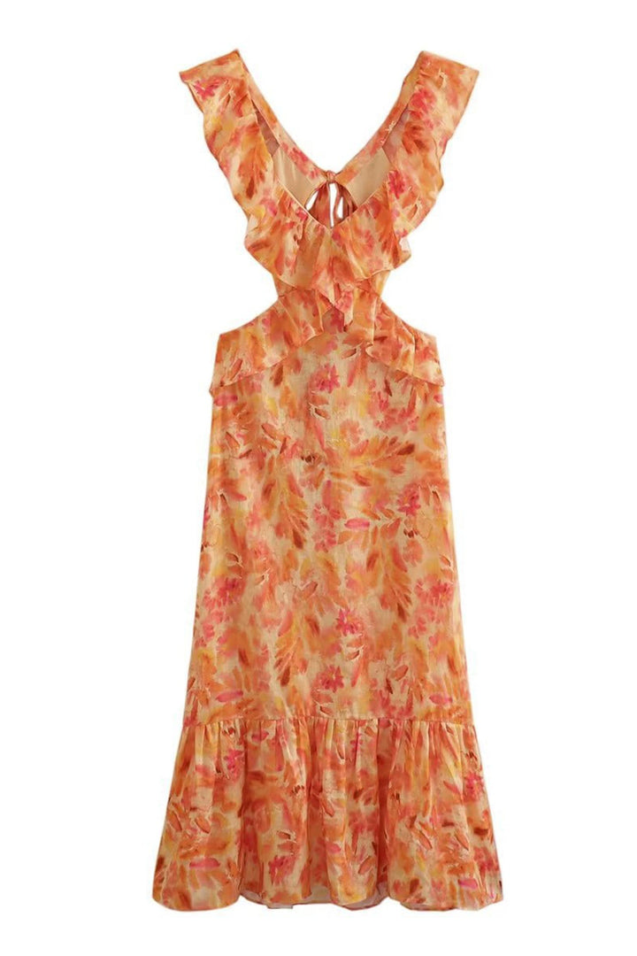 Azaria - Floral Ruffle Maxi Dress