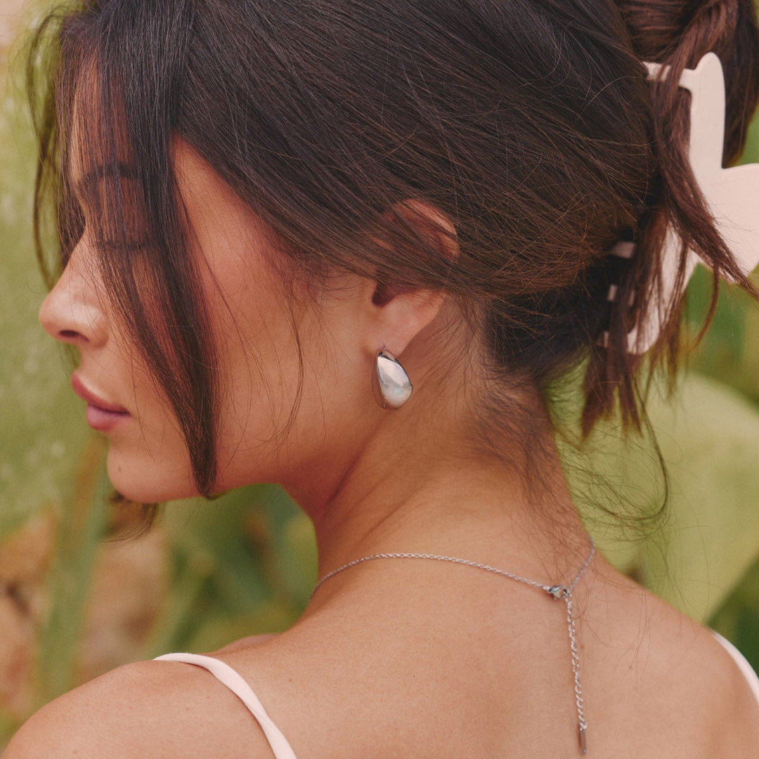 Pebble Tear Drop Earring - Silver