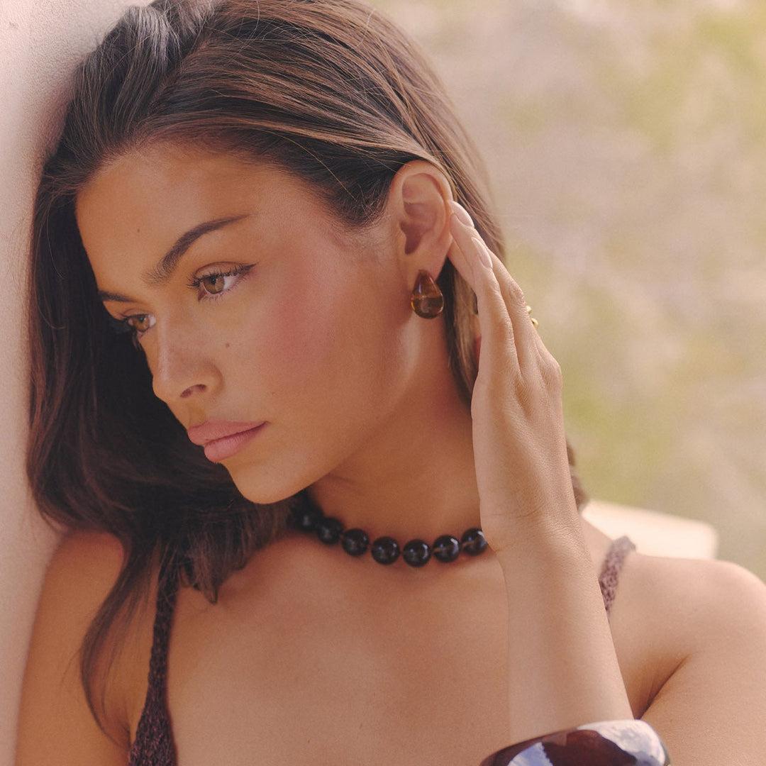 Coffee Tear Drop Earring
