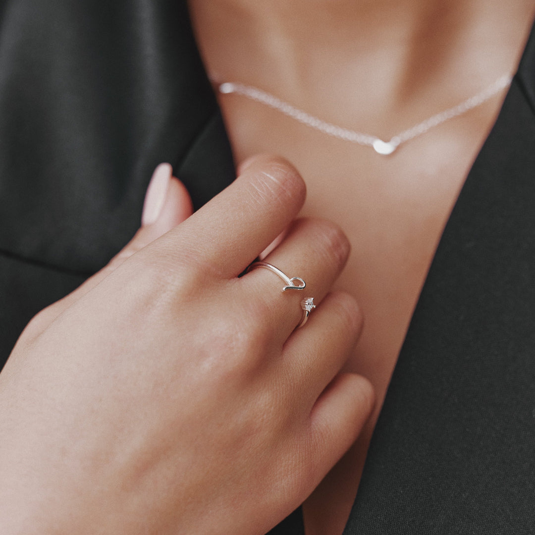 Adjustable Custom Initial Ring - Silver
