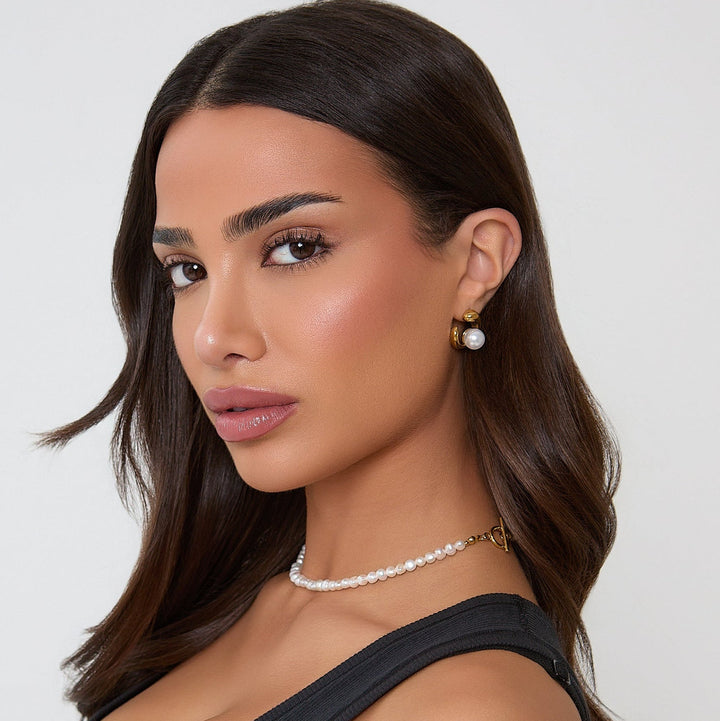 Gold Pearl Detail Earring