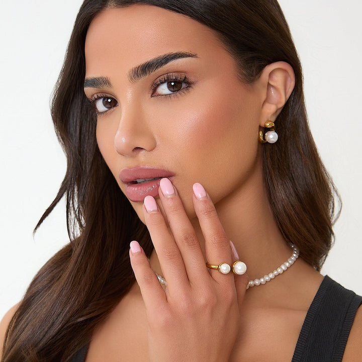 Gold Pearl Detail Earring