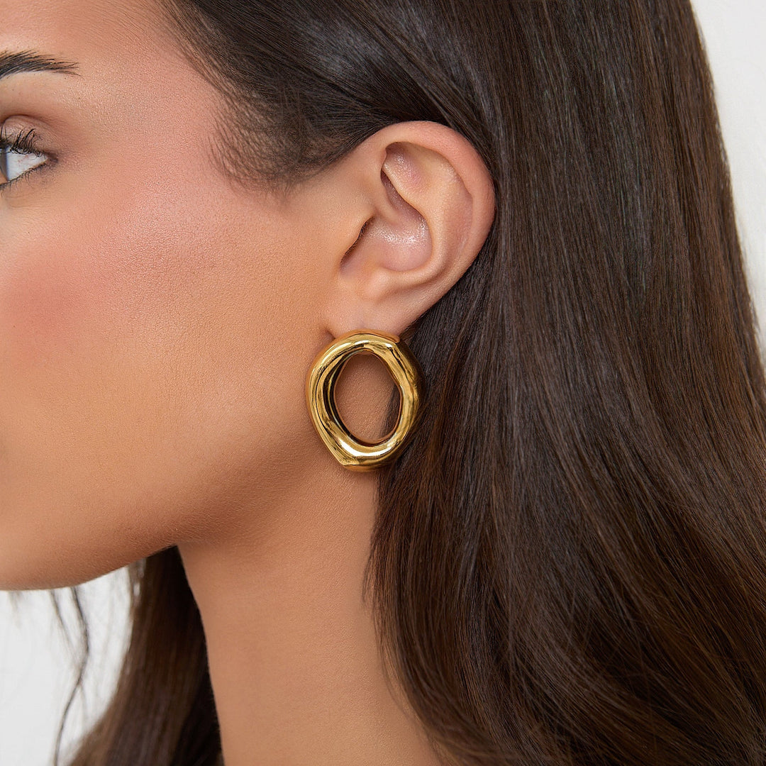 Gold Open Oval Earrings