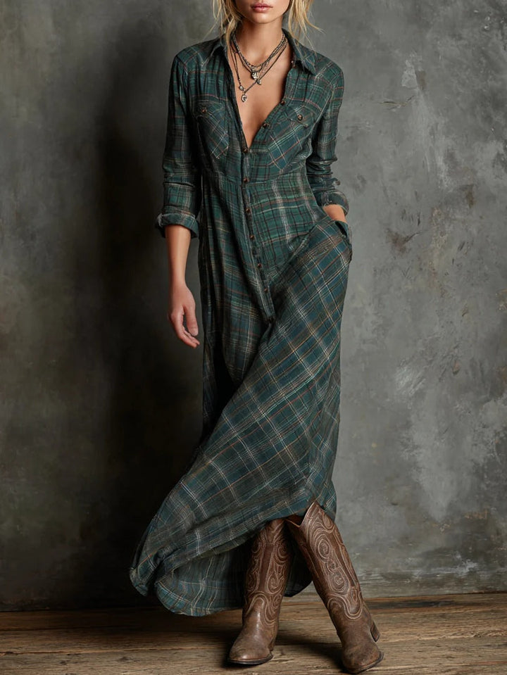 Livia | Long Dress Checkered Pattern