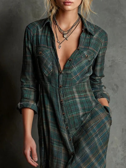 Livia | Long Dress Checkered Pattern