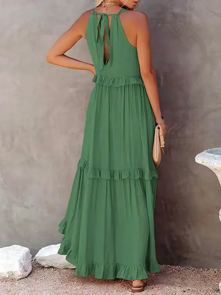 Ilona - Halterneck Dress With Ruffles and Maxi Pockets