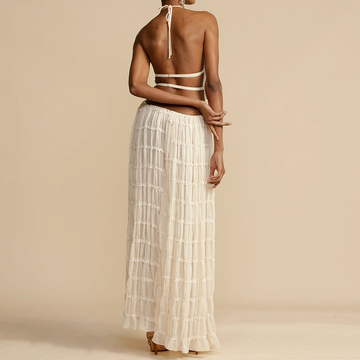 Odalys™ | Boho Ruched Halter Backless Maxi Set