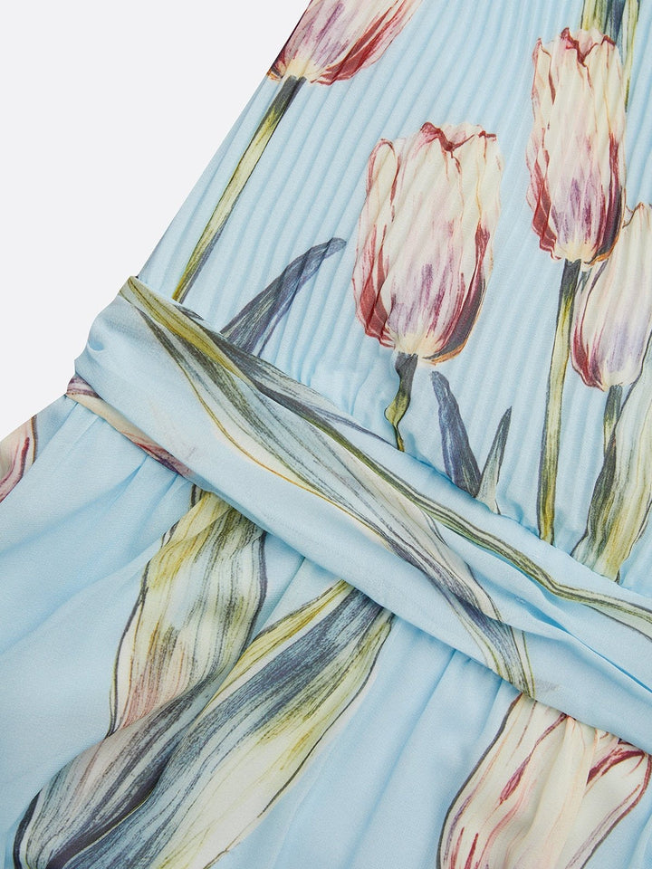 Nerea - Elegant Tulip Print V-neck Maxi Dress