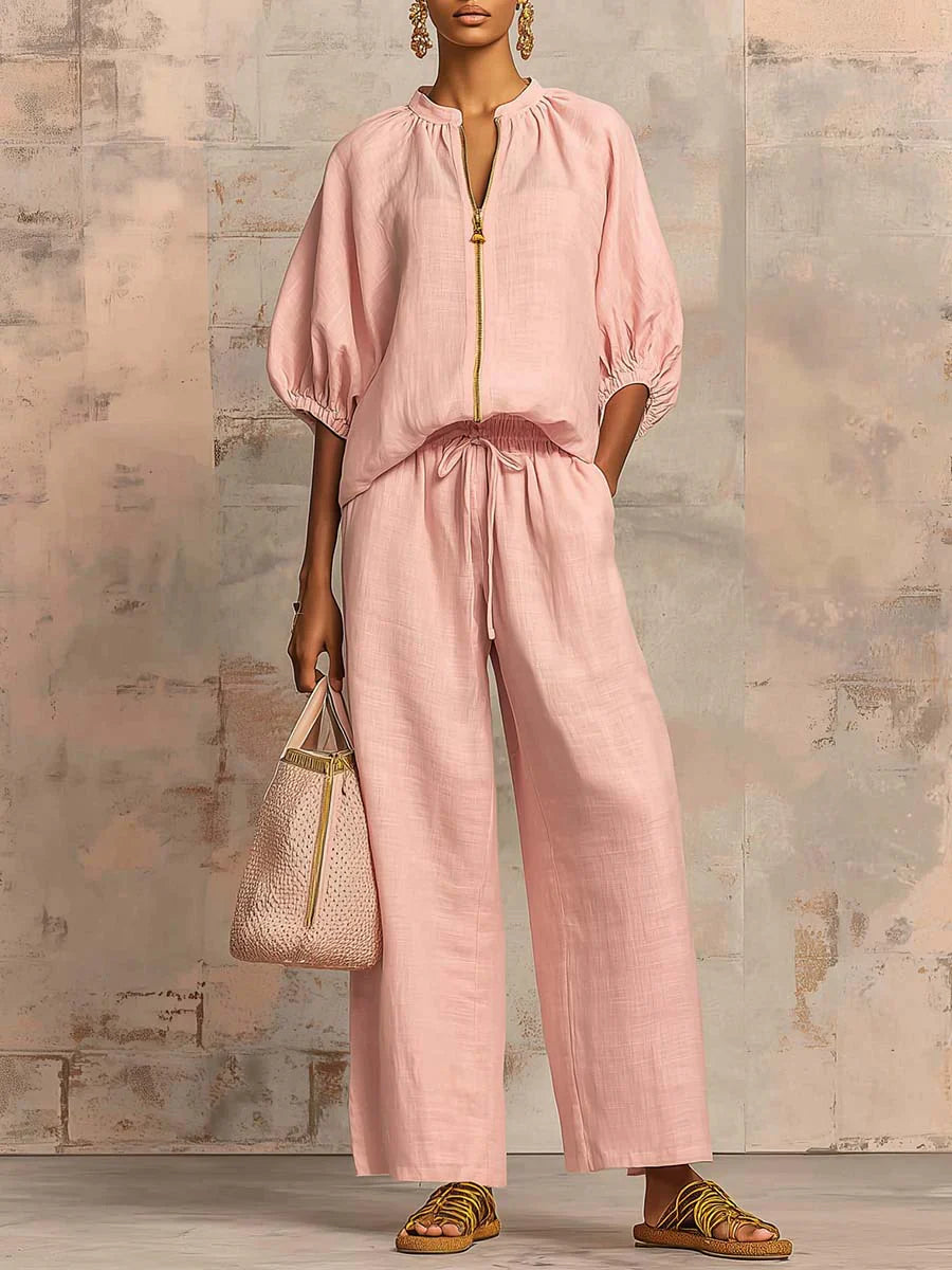 Alba | Two-Piece Set: Relaxed-Style Shirt and Wide-Leg Pants